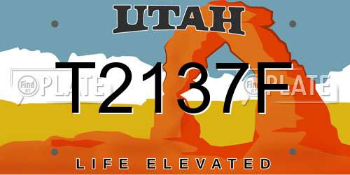 T2137F Utah License Plate