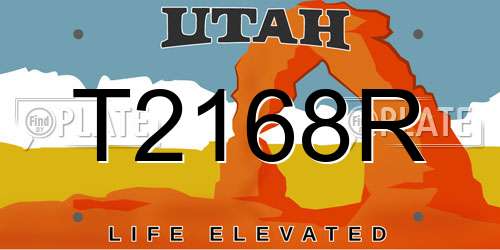 T2168R Utah License Plate