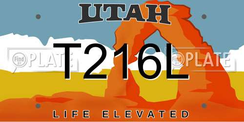 T216L Utah License Plate