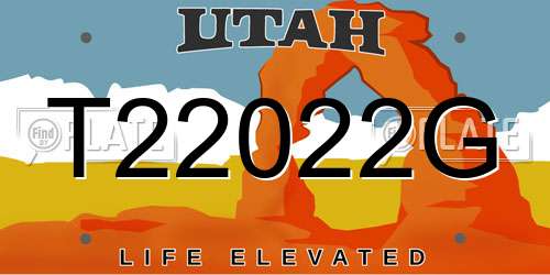 T22022G Utah License Plate