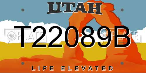 T22089B Utah License Plate