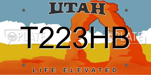 T223HB Utah License Plate