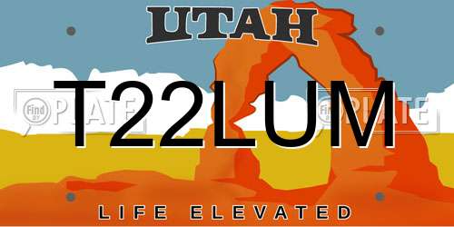 T22LUM Utah License Plate