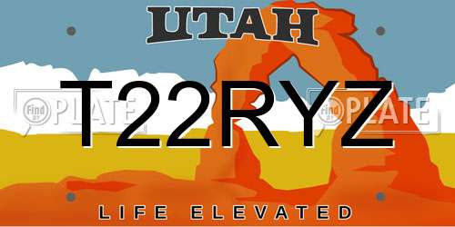 T22RYZ Utah License Plate