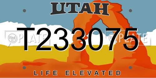 T233075 Utah License Plate