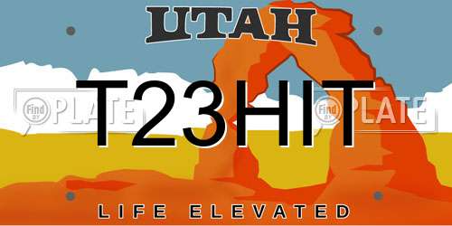 T23HIT Utah License Plate