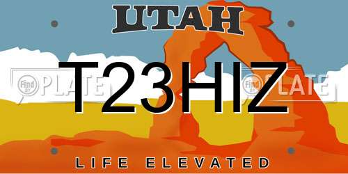 T23HIZ Utah License Plate