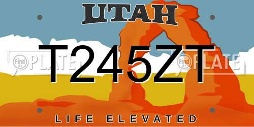 T245ZT Utah License Plate