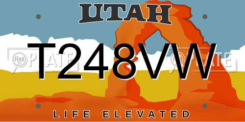 T248VW Utah License Plate