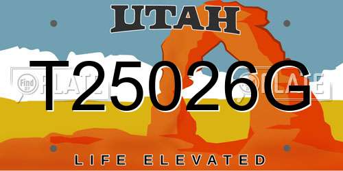 T25026G Utah License Plate