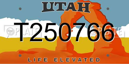 T250766 Utah License Plate