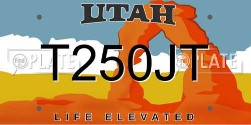 T250JT Utah License Plate