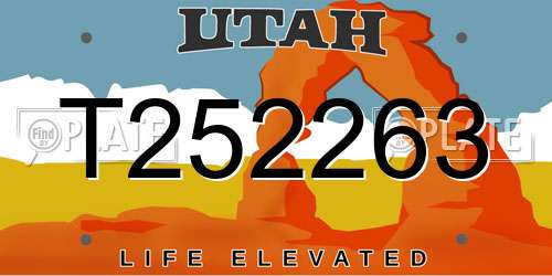 T252263 Utah License Plate