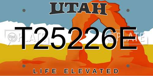 T25226E Utah License Plate