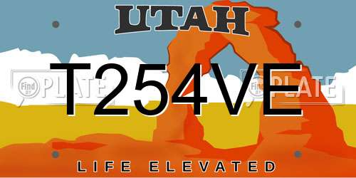 T254VE Utah License Plate