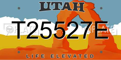 T25527E Utah License Plate