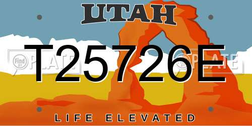 T25726E Utah License Plate