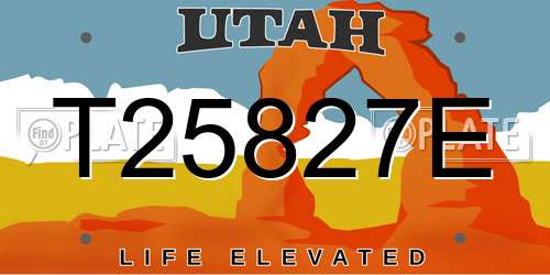 T25827E Utah License Plate