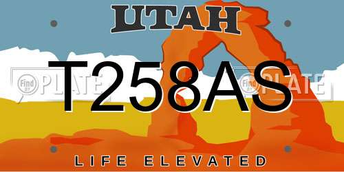 T258AS Utah License Plate