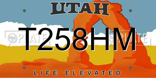 T258HM Utah License Plate