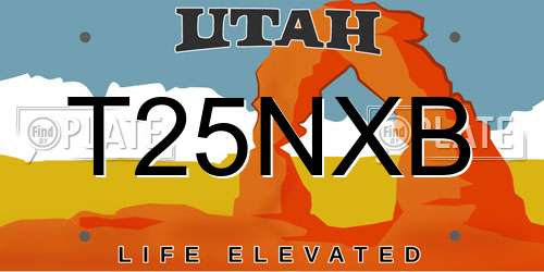 T25NXB Utah License Plate
