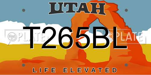 T265BL Utah License Plate