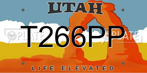 T266PP Utah License Plate
