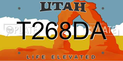 T268DA Utah License Plate