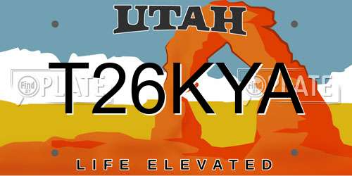T26KYA Utah License Plate