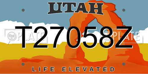 T27058Z Utah License Plate