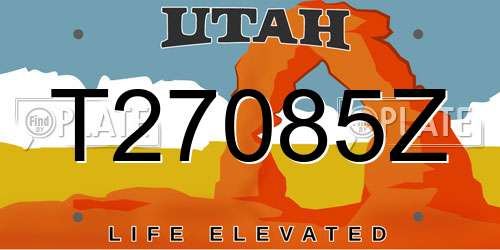 T27085Z Utah License Plate