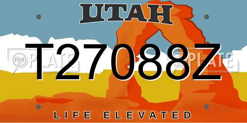 T27088Z Utah License Plate