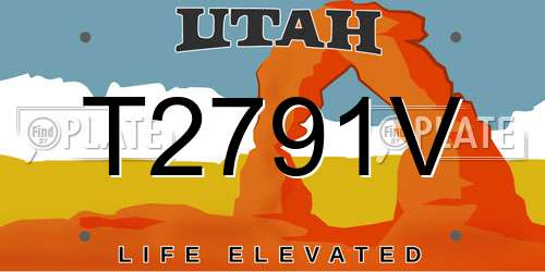T2791V Utah License Plate