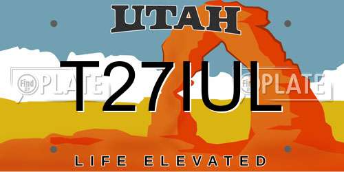 T27IUL Utah License Plate