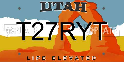 T27RYT Utah License Plate