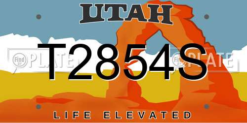 T2854S Utah License Plate