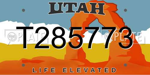 T285773 Utah License Plate