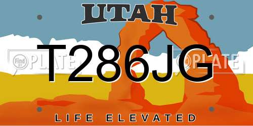 T286JG Utah License Plate