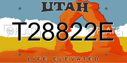 T28822E Utah License Plate