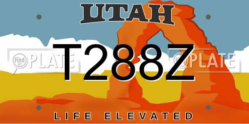 T288Z Utah License Plate