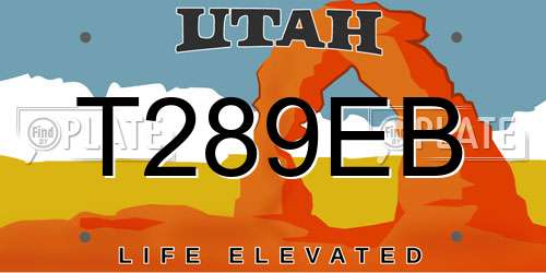 T289EB Utah License Plate