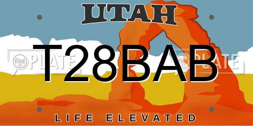T28BAB Utah License Plate