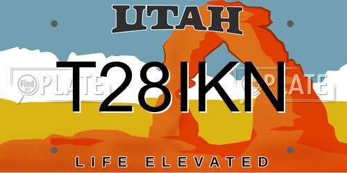 T28IKN Utah License Plate