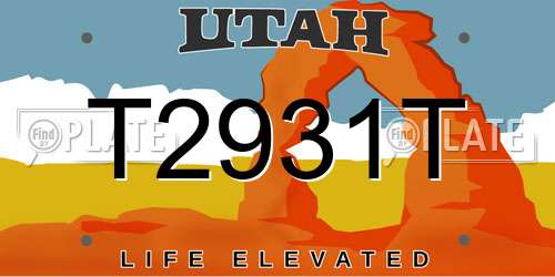 T2931T Utah License Plate