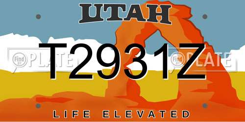 T2931Z Utah License Plate
