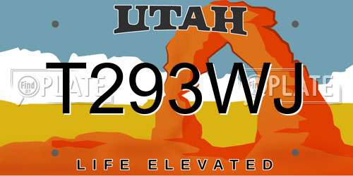 T293WJ Utah License Plate