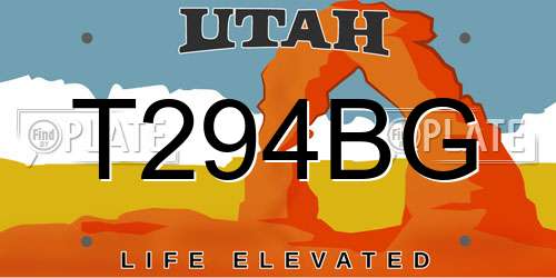 T294BG Utah License Plate