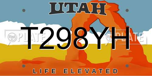 T298YH Utah License Plate