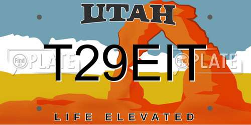 T29EIT Utah License Plate