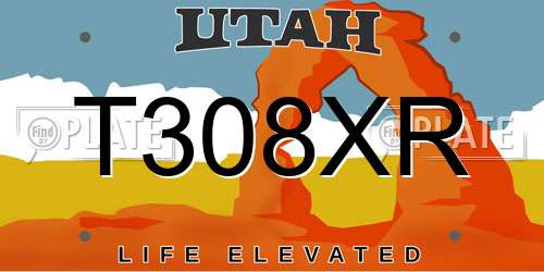 T308XR Utah License Plate